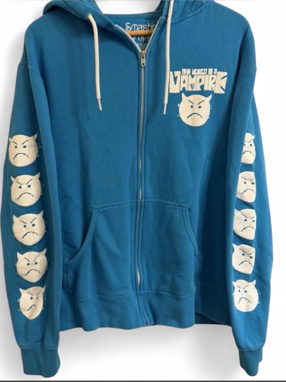 The Smashing Pumpkins Tour 2023 Men's Blue Hooded Sweat jacket size L Rare